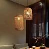 Retro Bamboo Woven Pendant Lamp Rattan Woven Room Dining Japanese Bamboo Art Lantern Tea House Lighting Fixtures