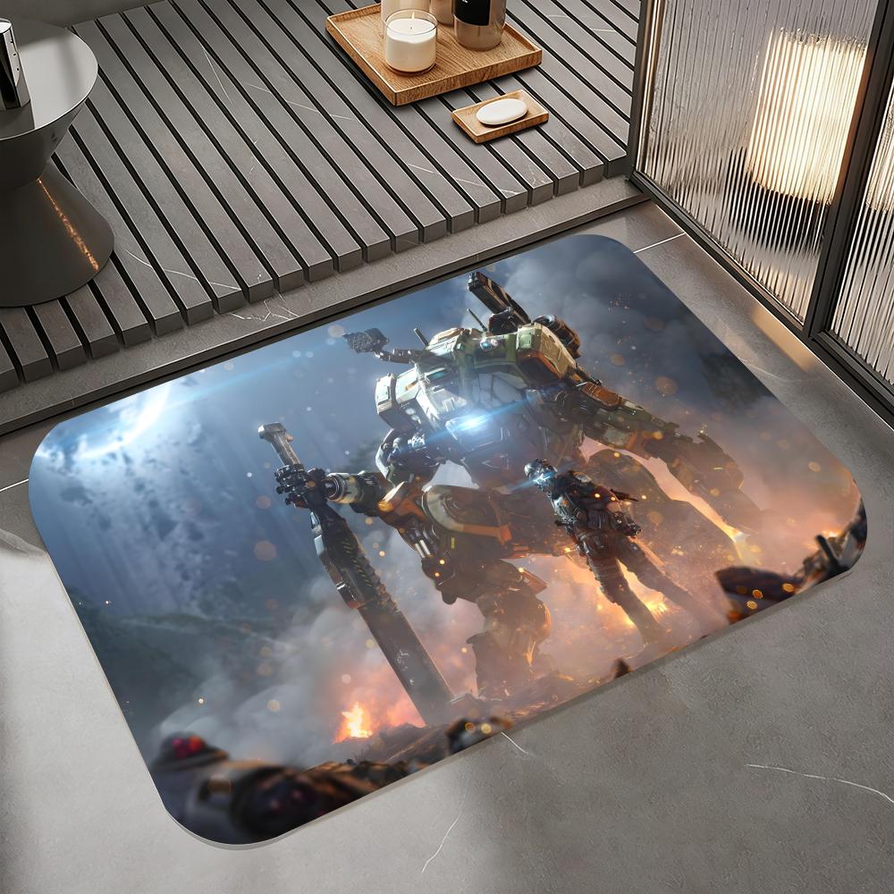Anime T-Titanfall II Floor Mat Diatomite Bath Mat, Quick Dry Absorbent Non-Slip Door Mat