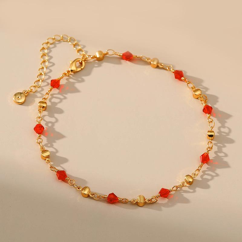 Ethnic Style 18k Gold Plated Zircon Adjustable Women Anklet