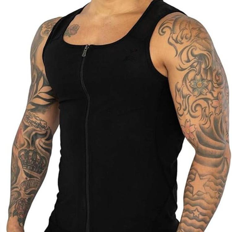Men's Zipper Corset Sports Belly Sweat Undershirt Running Sweat Fitness Yoga Clothing Burst Sweat Suit