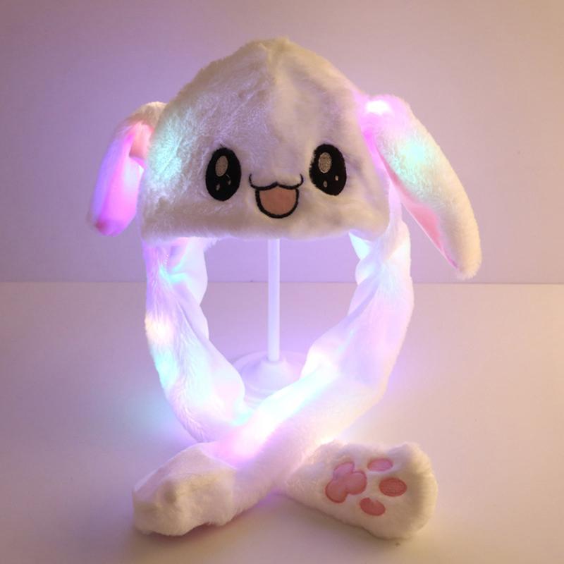 1Pc Glowing Cute Bunny Ears Hat Glowing Ear Moving Bunny Hat Plush Hat Toy