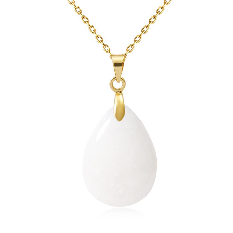 New Fashion Natural Stone Crystal Pendant Teardrop Simple Pendant Necklace Earrings Making Jewelry With Chain Collar