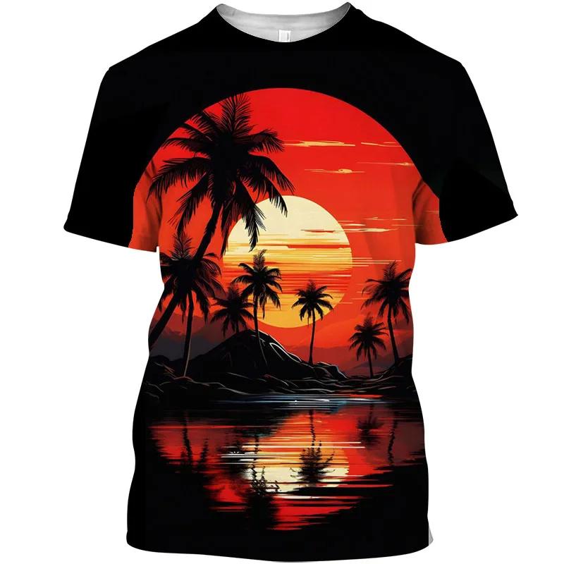 Ny Sommer Y2k T-skjorte Kunst T-skjorte Koreansk Populær Klær Topp 3D-trykk Grafisk T-skjorte Landskap Kortermet T-skjorte Herreklær