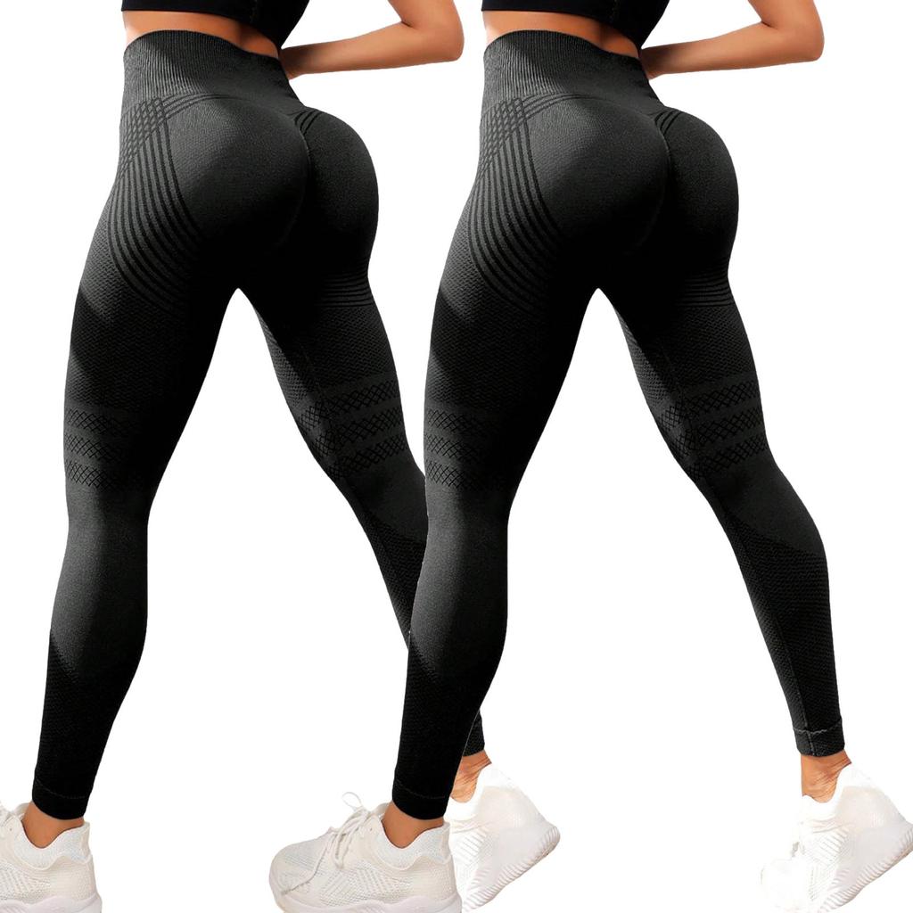 2PC Women's Casual Seamless Hip Lifting Fitness Pants With Tight Fit And High Waist, Seach Hip Yoga Pants