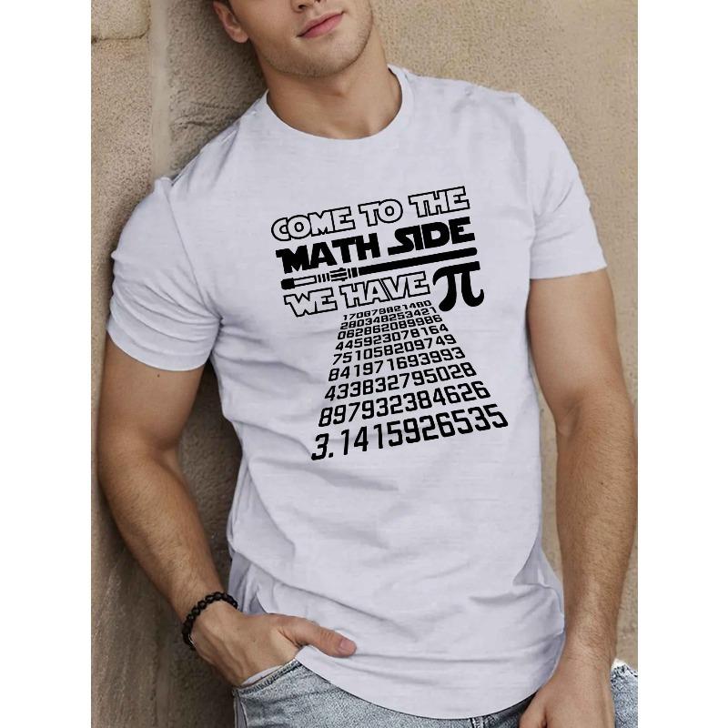 

COME TO THE MATH Men S Short Sleeve T-Shirt Summer T-Shirt Top Oversized, Cool, Casual, and Fashionable S белый
