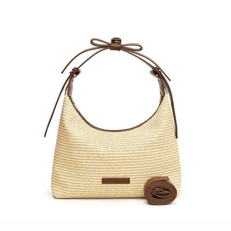 Summer popular woven straw small bag new niche design messenger bag bow hand bag