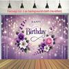 2D Large Purple Birthday Banner Yard Sign Glitter Flower Outdoor Birthday Party Supplies