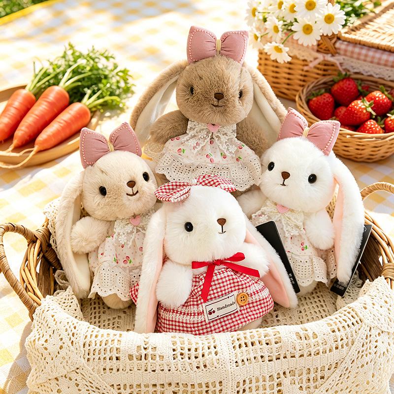 Plaid Skirt Lily Rabbit Doll: Cute Pendant Plush Toy & Girl's Bag Charm