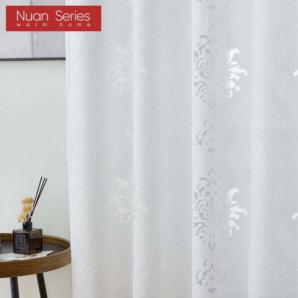 1PC Nuan Series 10% Blackout Fashionable Classic Tulle Versatile Jacquard Sheer Curtain for Kitchen Living Room Bedroom Balcony Window Home Decor