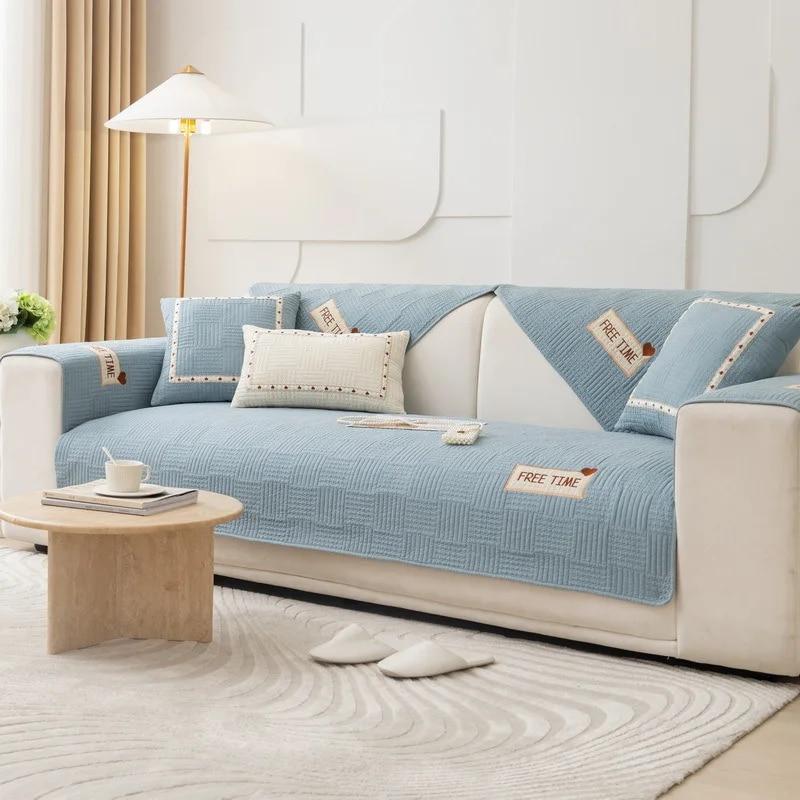 

Нескользящая подушка, новый стиль, чехол для дивана, утолщенный тканевый чехол, полотенце на спине, хлопковая подушка для дивана, универсальная вышивка на четыре сезона 70x70cm 1pcs