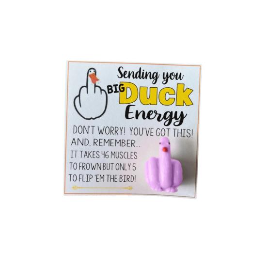 Middle Finger Duck Figurine with Card Colorful Gesture Duck Resin Statue Sculpture Home Office Bookshelf