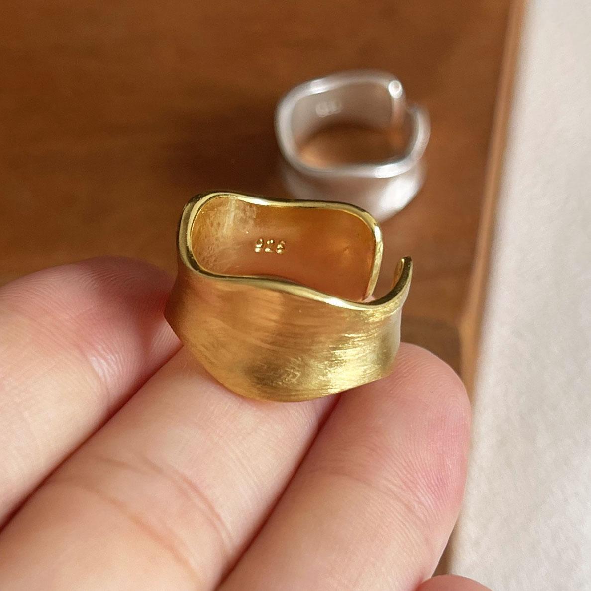 

925 Sterling Silver Simple Ring For Women Fine Jewelry Finger Adjustable Open Simple Vintage Gold Ring For Party Birthday Gift resizable
