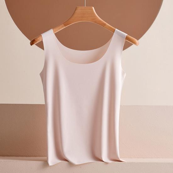Dámské tílko z ledového hedvábí s kulatým výstřihem, bez rukávů, camisole top, základní letní top, ležérní cvičební trička