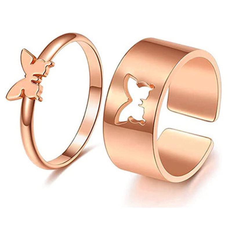 Cross-Border Punk Butterfly Couple Rings: Matching Set for Men & Women