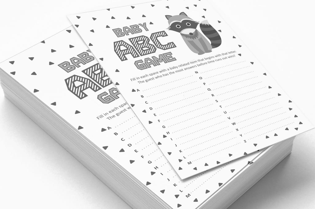 Inkdotpot Jungle Animals Baby Shower Game Set Of 50 Baby Alphabet ABC Game Party