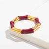 Retro Chunky Bamboo Curved Tube Acrylic Bracelets for Women New Trendy Resin Beaded Stretchy Stack Bangle Couple Jewelry Gifts
