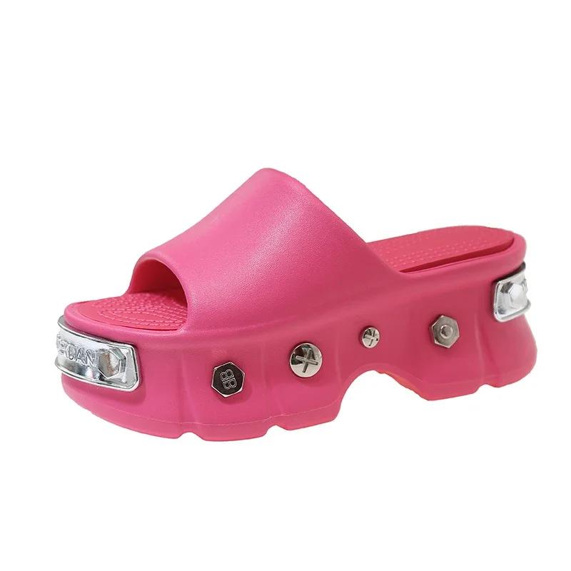 Fashion Summer Ins Women's Men Large Size Thick Bottom Sandals Couples Letter Casual Slippers Unisex Adult Beach Shoes Size 35-40