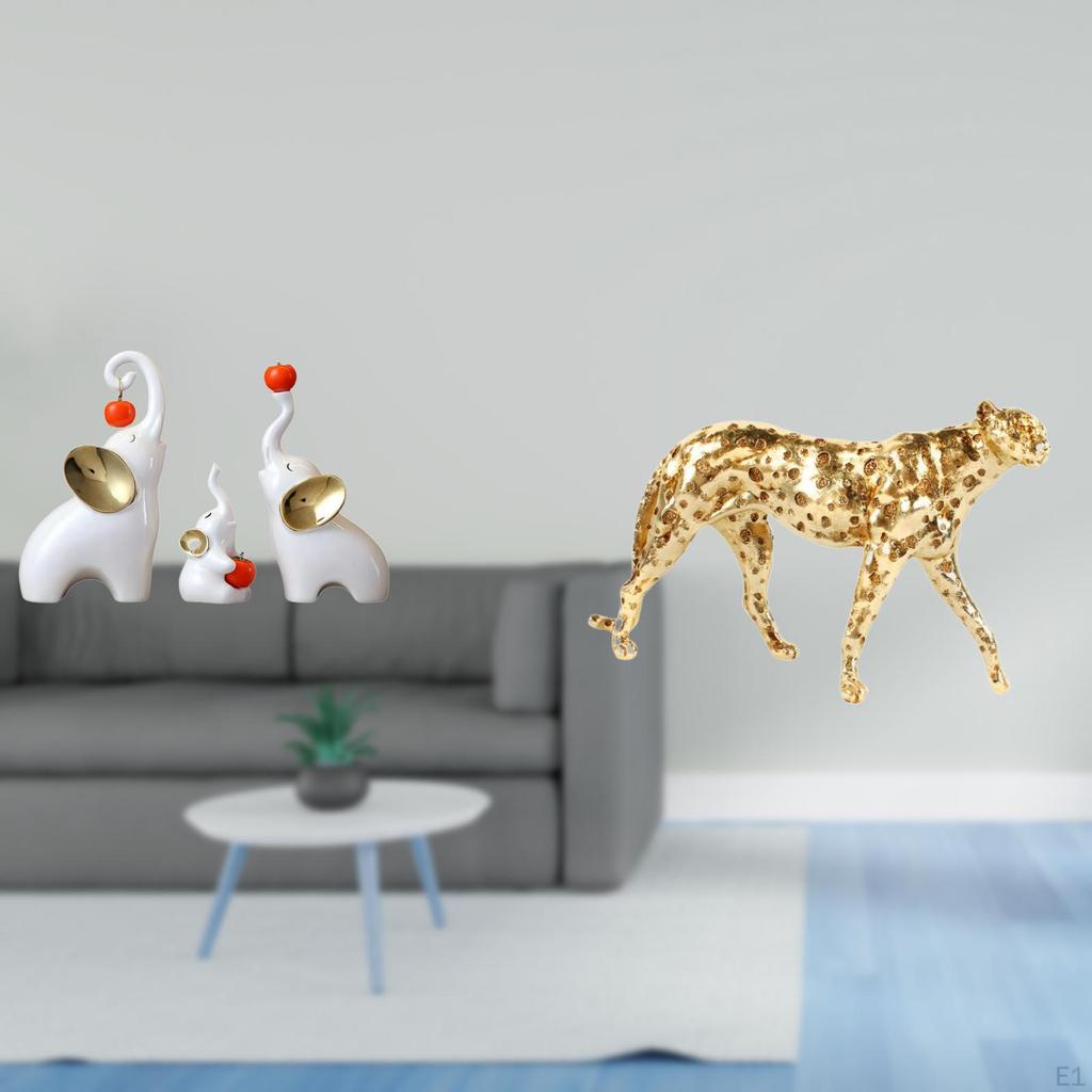 And Cheetah Animal Sculptures Decorative Figurines for Living Room Bedroom Office Tabletop