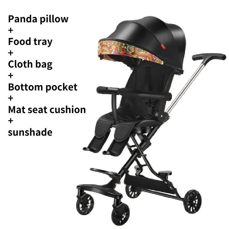 Wheeled Four Collapsible Baby Stroller Lightweight Foldable Seat Convertible