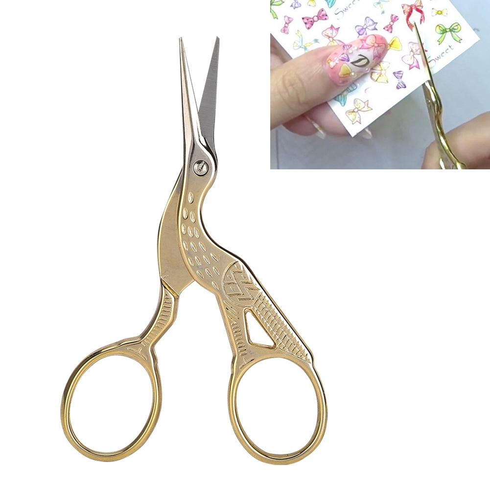 Professional Vintage Nail Art Stainless Steel Scissor Manicure Shear Tools Gold