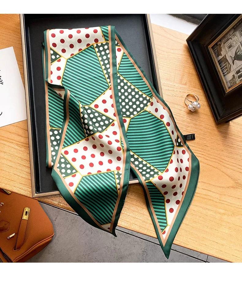 Design Print Skinny Scarf Plaid Horse Hairband Scarves Women Narrow Silk Scarfs Bag Ribbons Luxury Wrist Towel Foulard