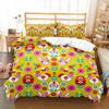 Cartoon Rabbit Duvet Cover Set Twin Queen Colorful Eggs Bedding Set Microfiber Floral Comforter Cover For Girls Boys Easter Gift