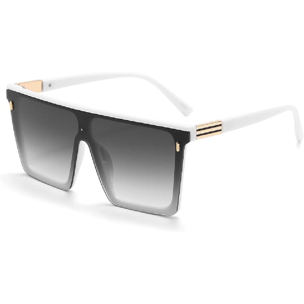 Dollger Square Oversized Sunglasses for Women Men Trendy Flat Top Big Black gold Shades UV400 Sunnies E:grey