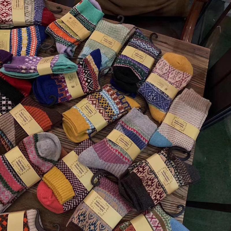 5/10 Pairs Comfortable Casual and Versatile Winter Women's Daily Wear Warm Thick Literary Socks Tutu Pattern Wool Socks Casual Versatile