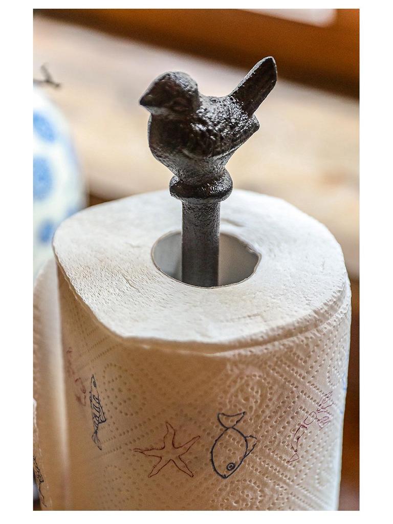 Retro Cast Iron Bird Tissue Holder for Home & Kitchen