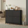 Narrow Shoe Storage Cabinet, Slim Shoe Cabinet with 4 Flip Drawers, Adjustable Shelves for 16 Pairs of Shoes, Black