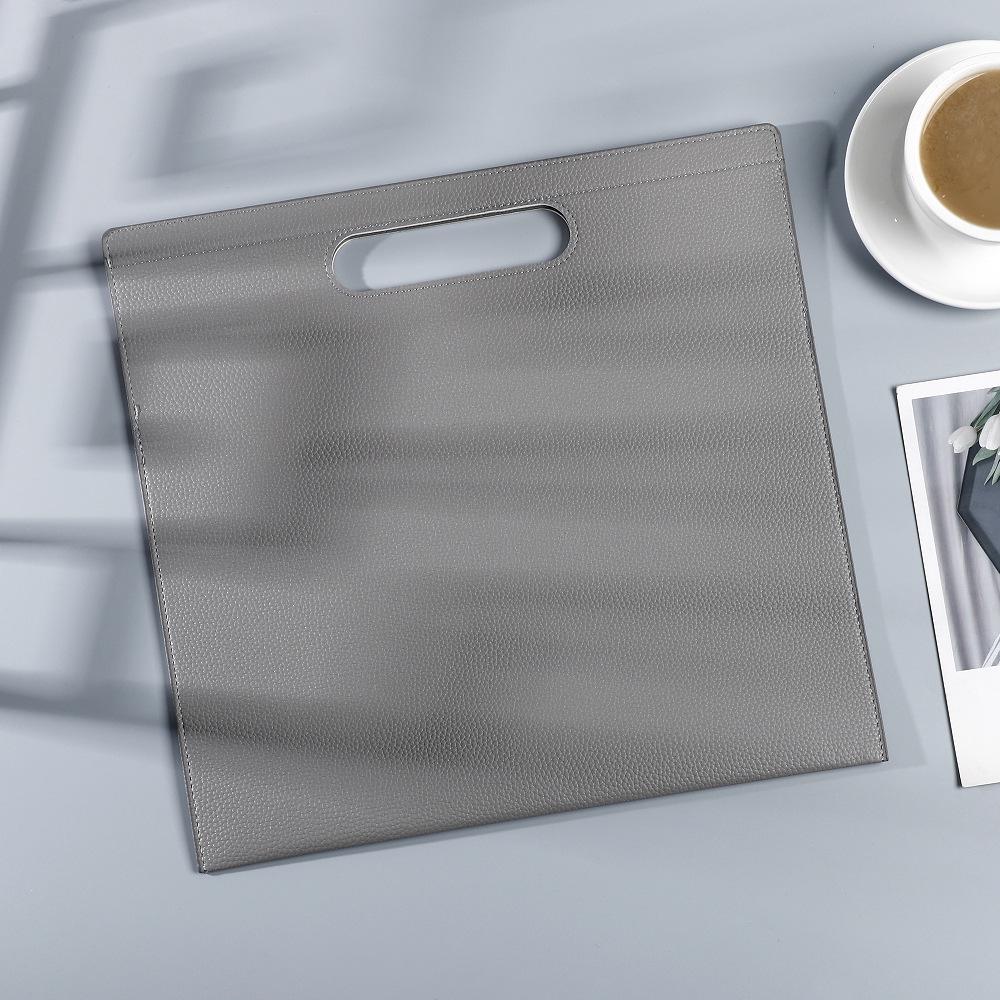 Litchi Grain Leather Laptop & Document Bag, A4 File Storage, Office Archive Bag