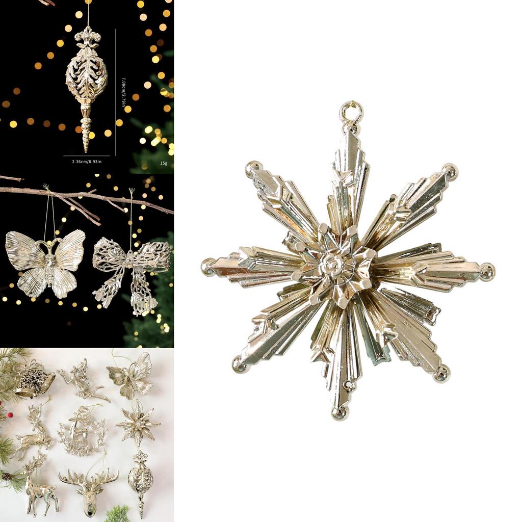 Christmas Tree Decor Ornaments With Gold Snowflake And Reindeer For Holiday Festivities