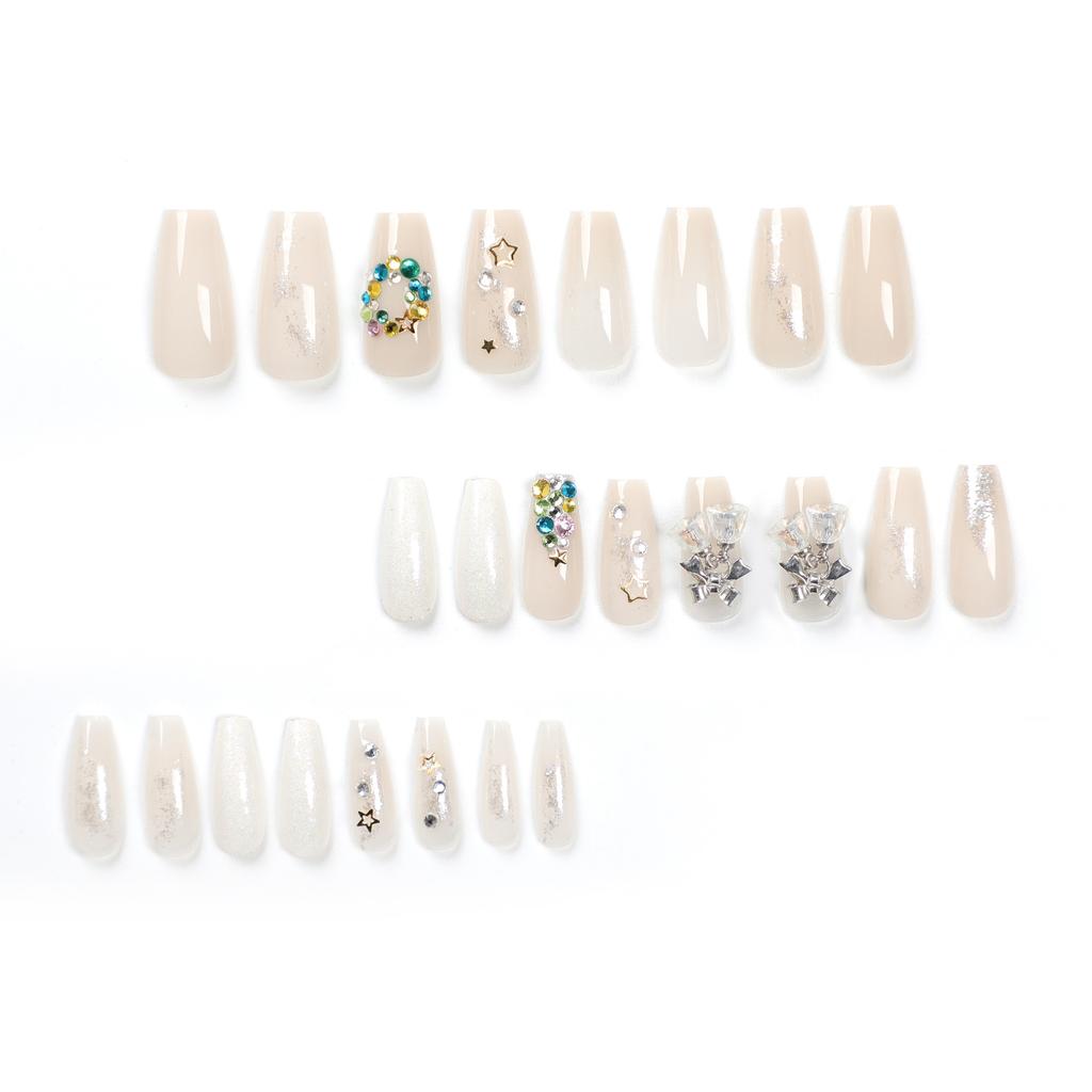 Christmas bow wearing nail art rectangular nail fake nail nail piece finished diamond wearing nail piece nail sticker