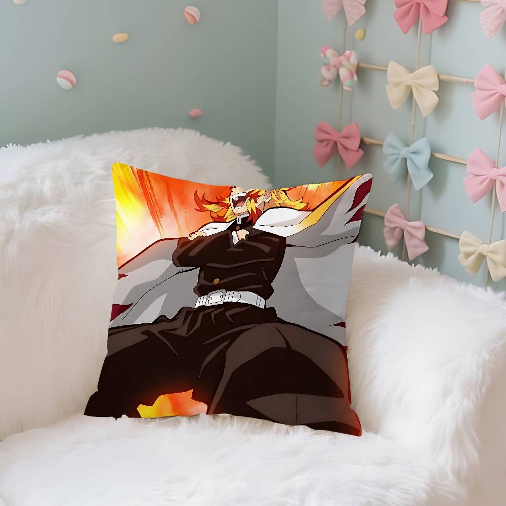 Cool K-Kyoujurou Rengoku Case Plush Fabric Soft Pillowcase Double Sided Print Cushion Cover Household Gifts