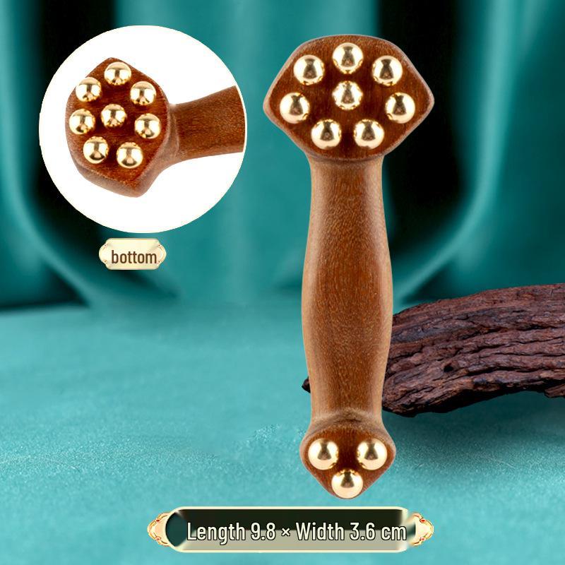 Sandalwood Air-Cushion Meridian Massage Brush for Abdominal and Liver Stimulation