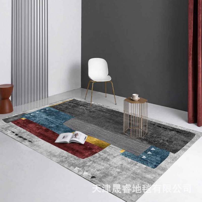 Soft Crystal Velvet Area Rug Living Room Bedroom Balcony Geometric Washable Modern Luxury Style