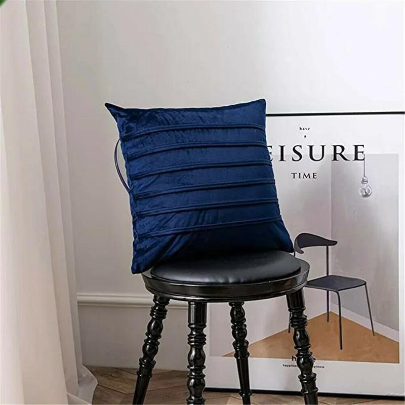 A Pair Luxury Velvet Applique Cushion Covers Home Decor Striped Throw Pillow Cases 45x45cm/30x50cm