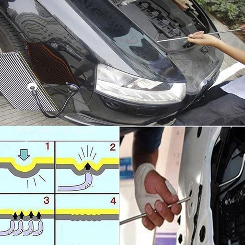 Car Dent Repair Hooks Stainless Steel Push Rods, Car Body Dent Removal Crowbars Kit for Car Body Dents and Hail