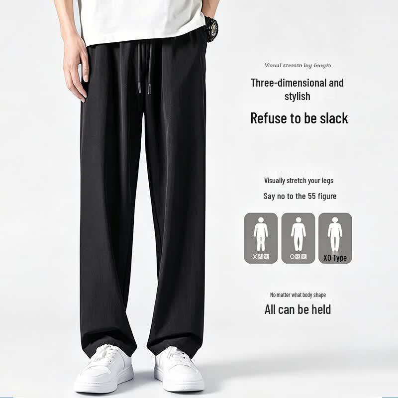 Jeanswest Men's Summer Ice Silk Quick-Dry Straight Wide-Leg Casual Pants