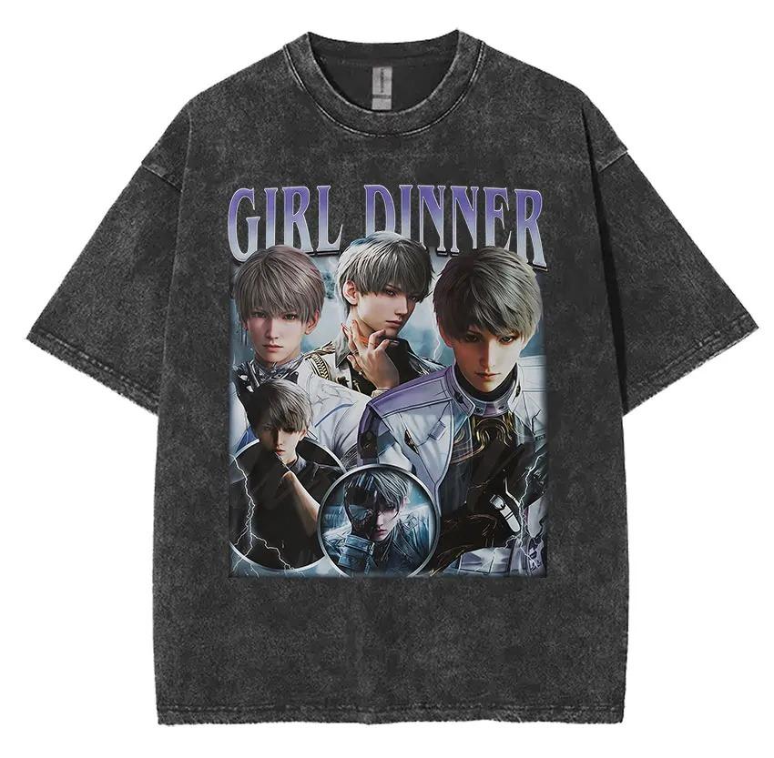 2026 Funny Girl Dinner Caleb Graphic Tee Shirt Love and Deepspace Novelty Cotton T Shirts Fashion High Quality Vintage Washed T-Shirt  Y2K