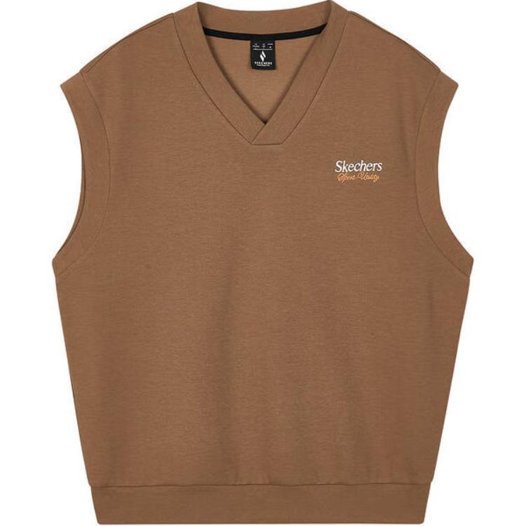 Skechers Knit Breathable Casual Sports V-Neck Vest Unisex Tops Caramel-Coffee L324U029-03F9 S