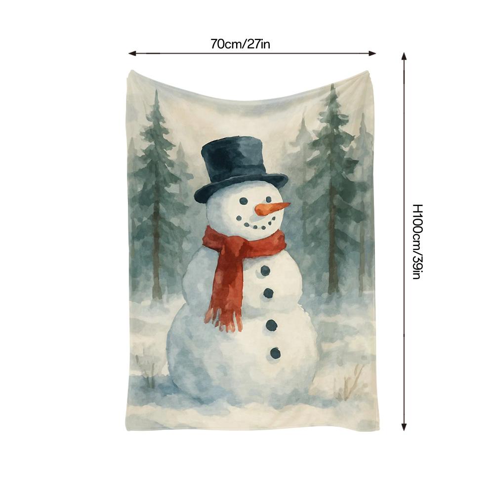 Tuniu Cute Snowman Watercolor Fleece Blanket for Living Room Bedroom Sofa Decorative Throw Blanket