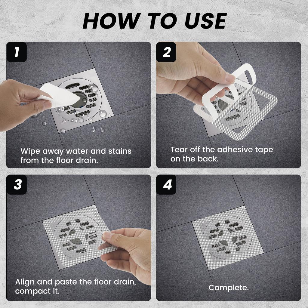 50/240Pcs Hair Drain Stickers Self Adhesive Shower Drain Protector 10x10cm Sink Drain Strainer Hair Stopper Shower Drain Cover