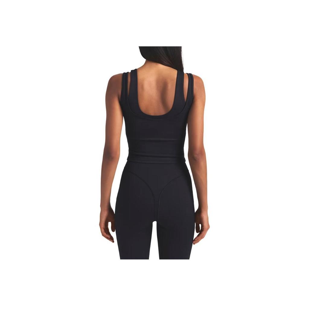NikeSKIMS Matte Double-Strap Scoop Tank Top Obsidian/Obsidian Women Tops Black TPTNK10540W-OBD