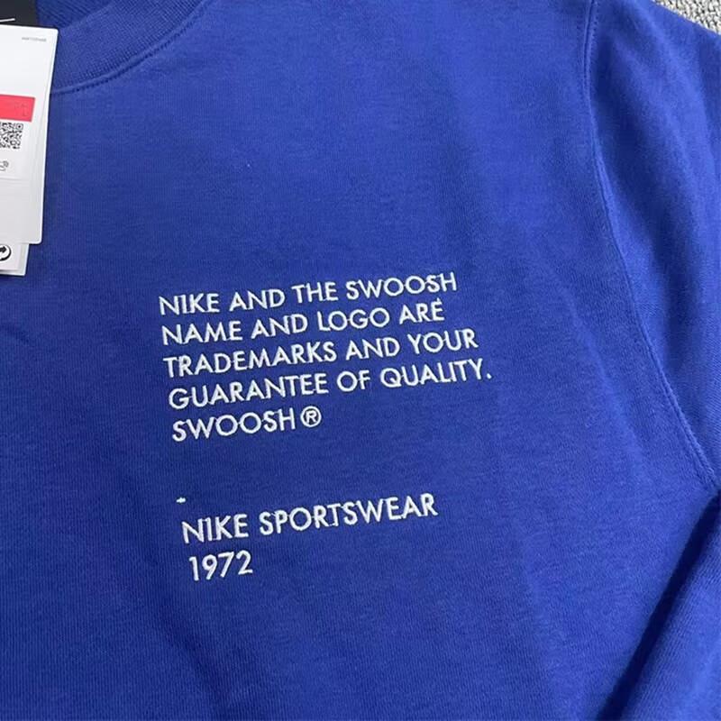 Nike French Terry Crew Neck Sweatshirt with Embroidered Swoosh Unisex Tops Deep-Royal-Blue DJ0466-455