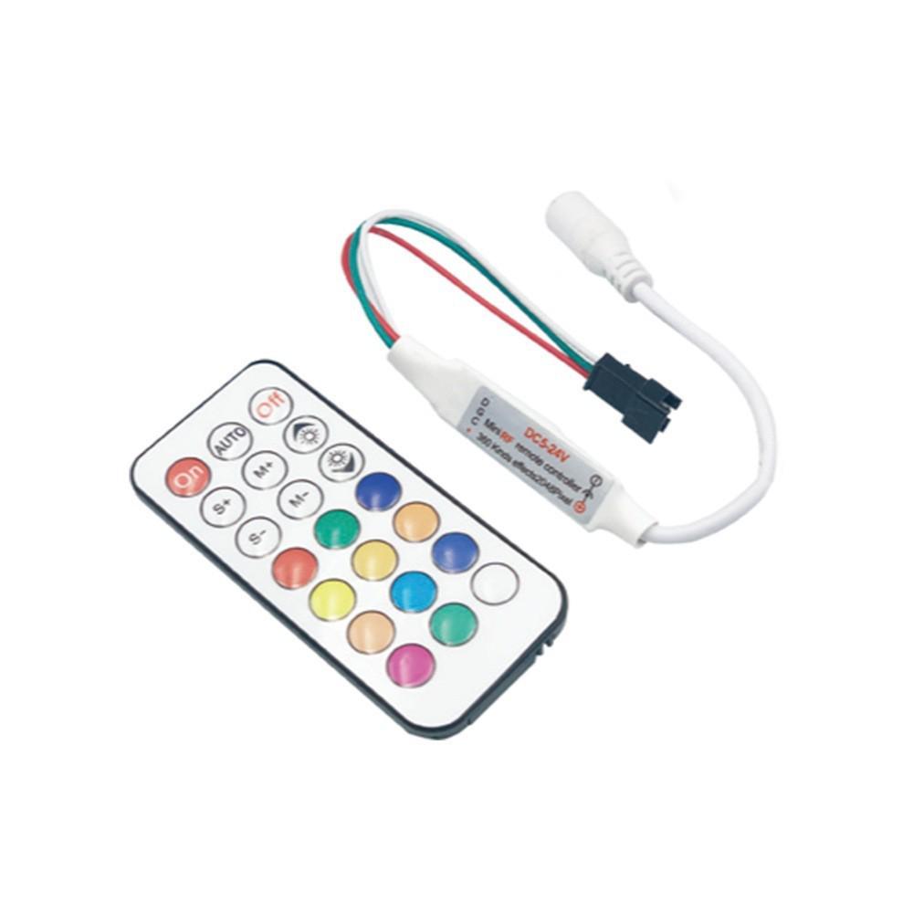 Bluetooth RGB LED Strip Controller, 24-Key Remote, Dream Color, Lotus Lamp, 5V/12V/24V, Seven-Color Dimmer