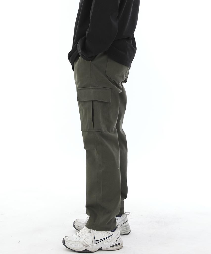 Seinteukeulu Twill Cotton Semi-Wide Cargo Pants Cs-301C Khaki