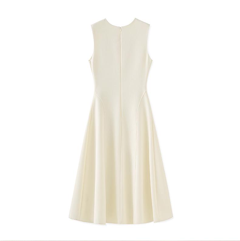 Elegant Three-Dimensional Beaded Floral Waist-Hugging Sleeveless Summer Dress for Women