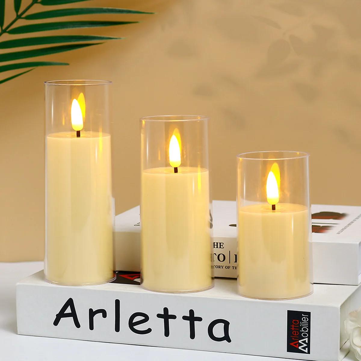 

Flameless Candles with Remote Batteries, Slim Tall LED Pillar Votive Candles Battery Powered For Indoor Christmas Holiday Decor білий