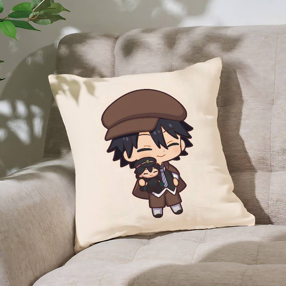 Anime B-Bungo S-Stray Dogs Chibi Pillow Case Cushion Cover Cute Throw Pillow Case For Car Sofa Pillowcase Polyester With Zipper
